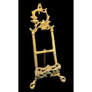 Vintage Ornate Brass Easel Stand For Photos/Art/Books 12" Made In India